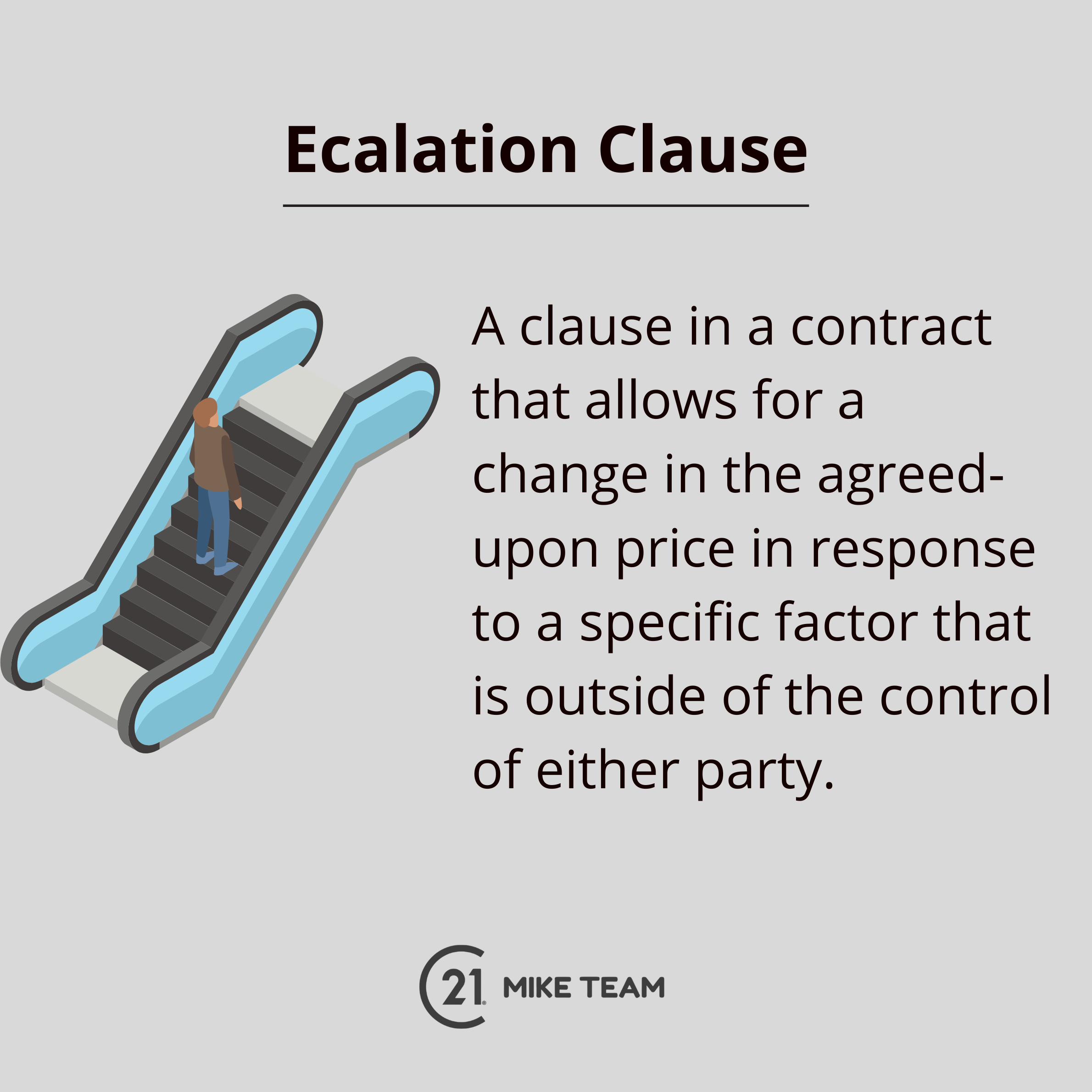 A clause in a contract that allows for a change in the agreed-upon price in response to a specific factor that is outside of the control of either party.